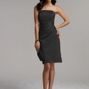 David’s Bridal Strapless Black Sateen Dress NEW